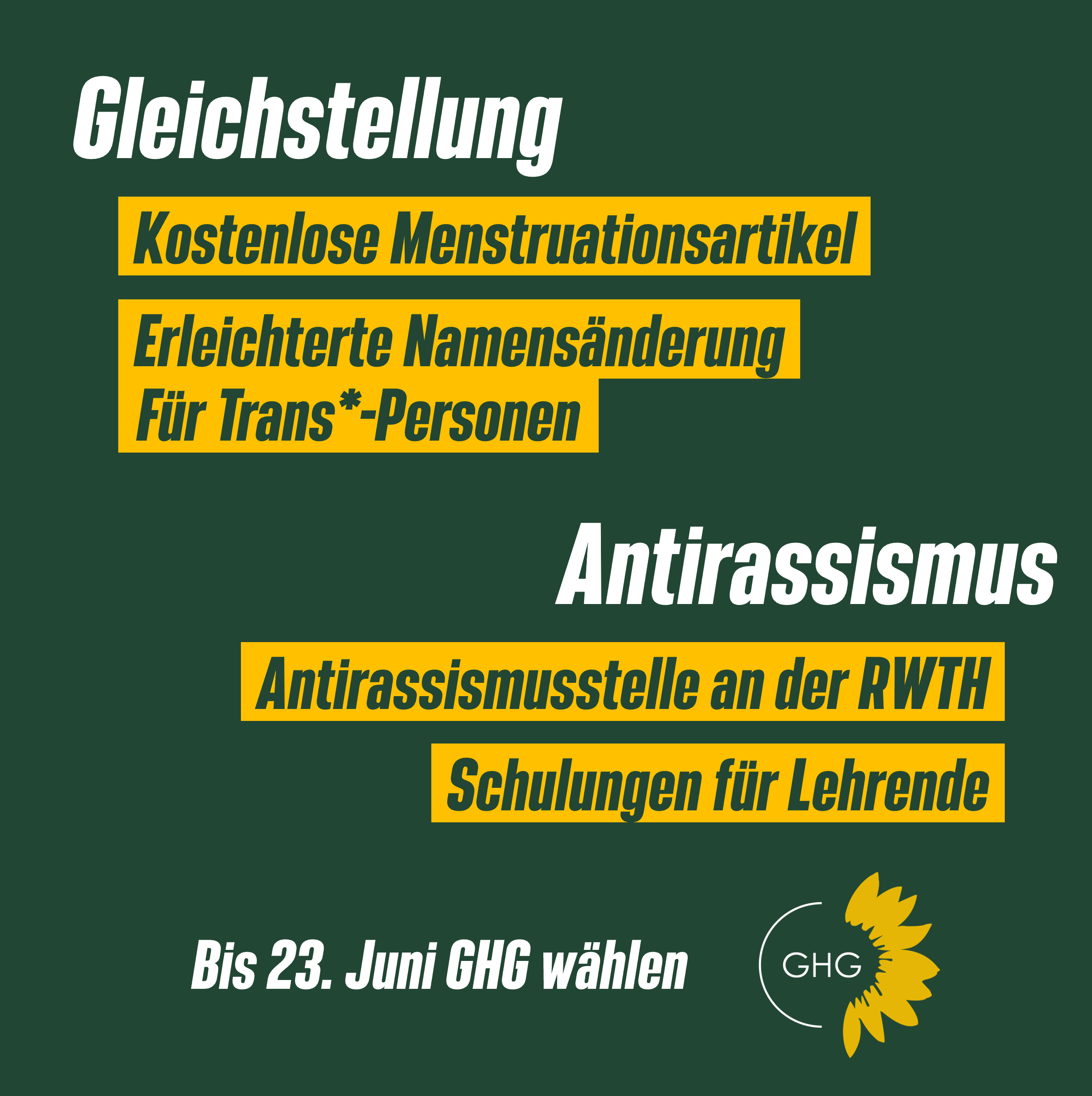 Gleichstellung & Antirassismus (Wahl 2023)